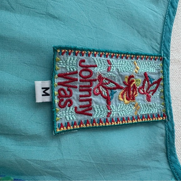 Johnny Was Red & Turquoise Floral Rayon Print Loose Shift Dress! Short Sleeve. M - Picture 8 of 12